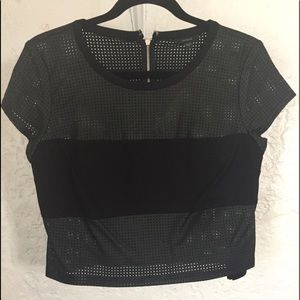 GUESS Crop Faux Leather Top